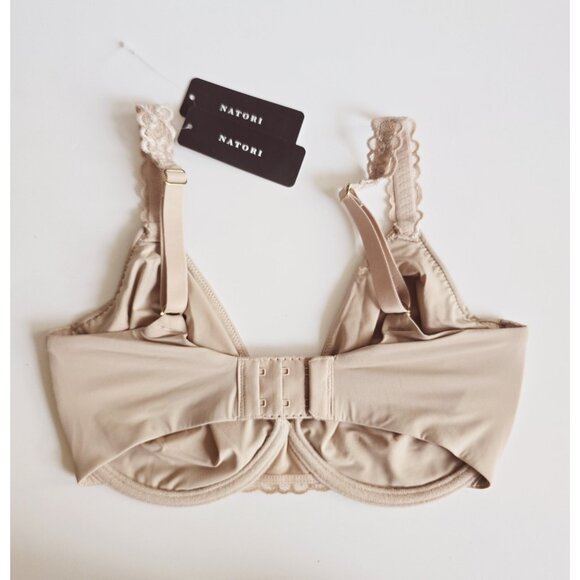 Natori Pure Luxe Unlined Unpadded Underwire Cafe Tan Embroidery Bra 30DDD - Picture 7 of 9